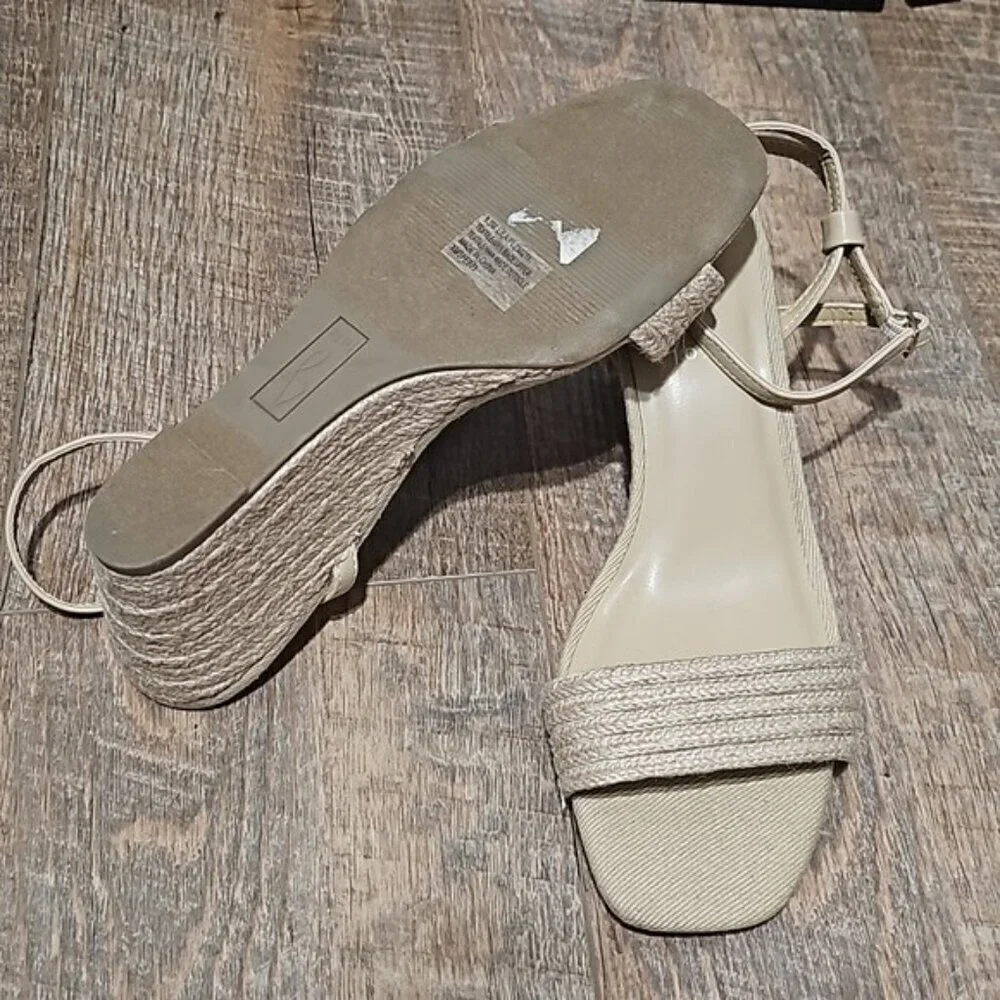 Joie Lila Beige Strappy Wedge Heels Size 9.5